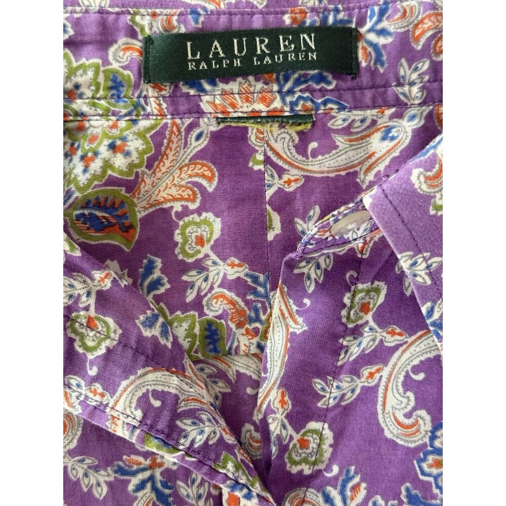 Lauren Ralph Lauren Women Large Purple Retro Paisley Vintage Groovy Long Sleeve - Picture 4 of 4